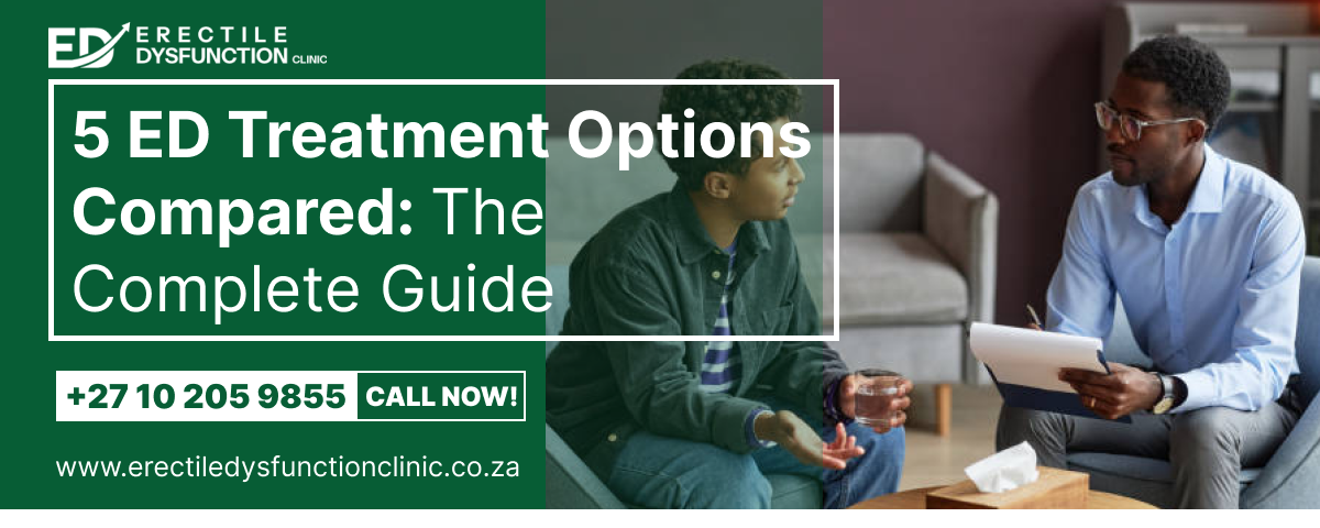 Naturopath and patient discussing ED Treatment Options Compared at a Sandton consultation.