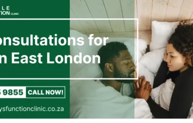 Remote erectile dysfunction consultations for men in East London and Buffalo City, from Erectile Dysfunction Clinic in Buccleuch, Sandton